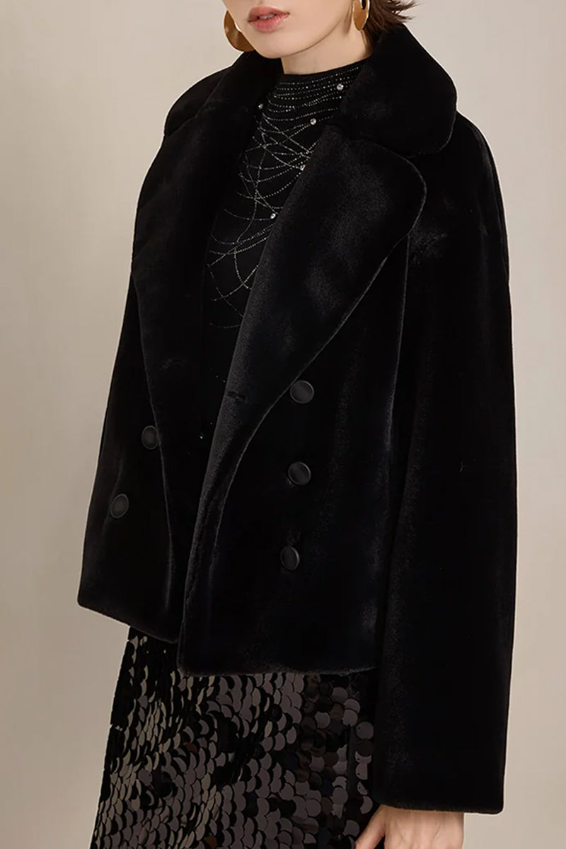 Front view of Solelegia Women's Elegant Faux Fur Coat