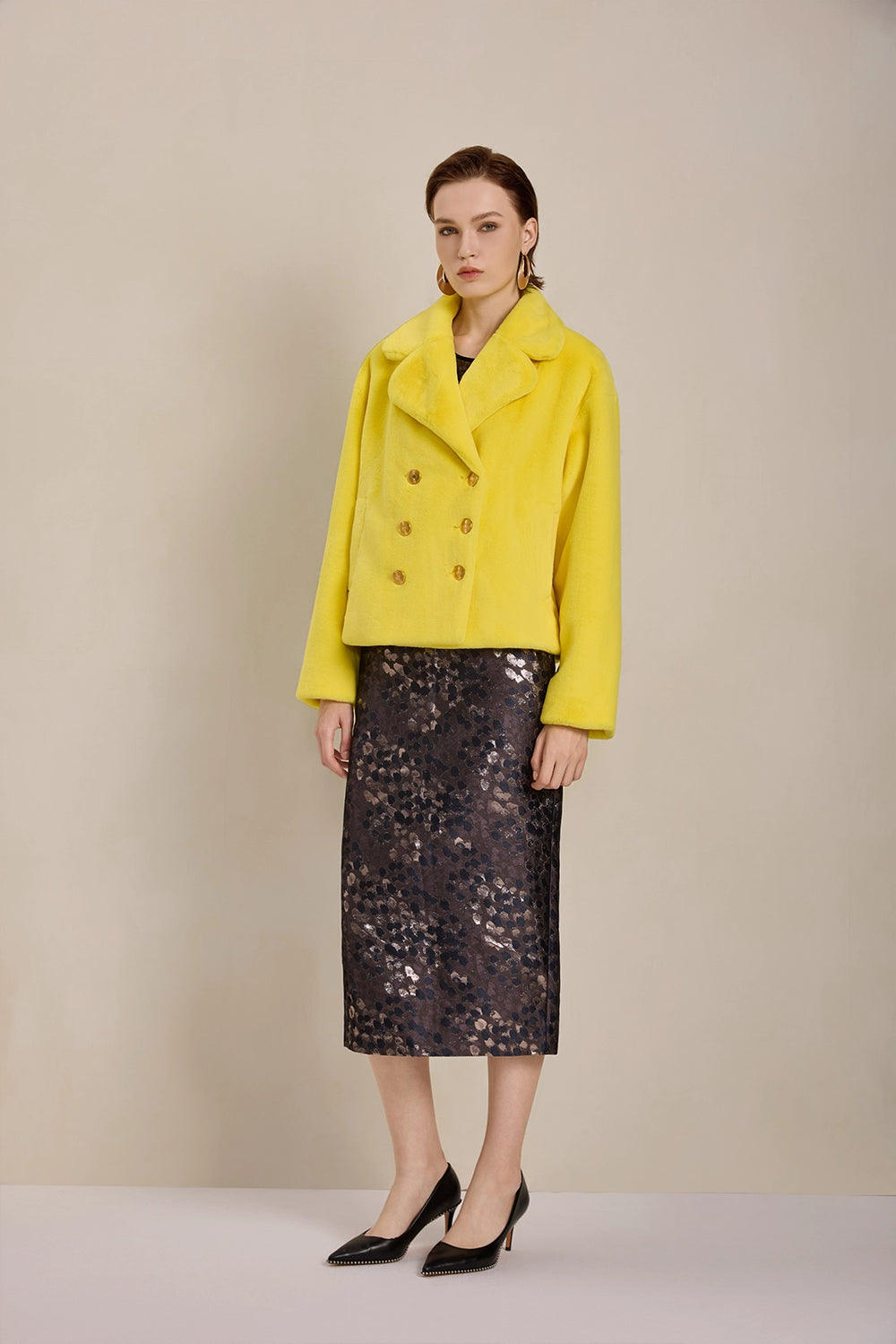 Model view of Solelegia Women's Elegant Faux Fur Coat