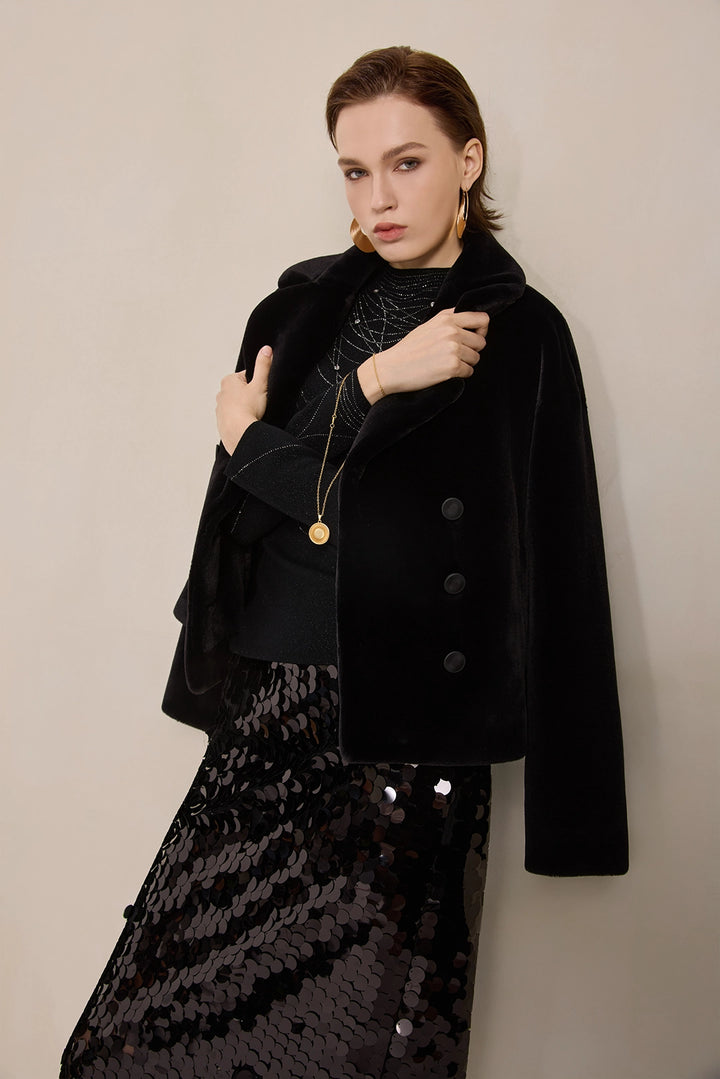 Model view of Solelegia Women's Elegant Faux Fur Coat